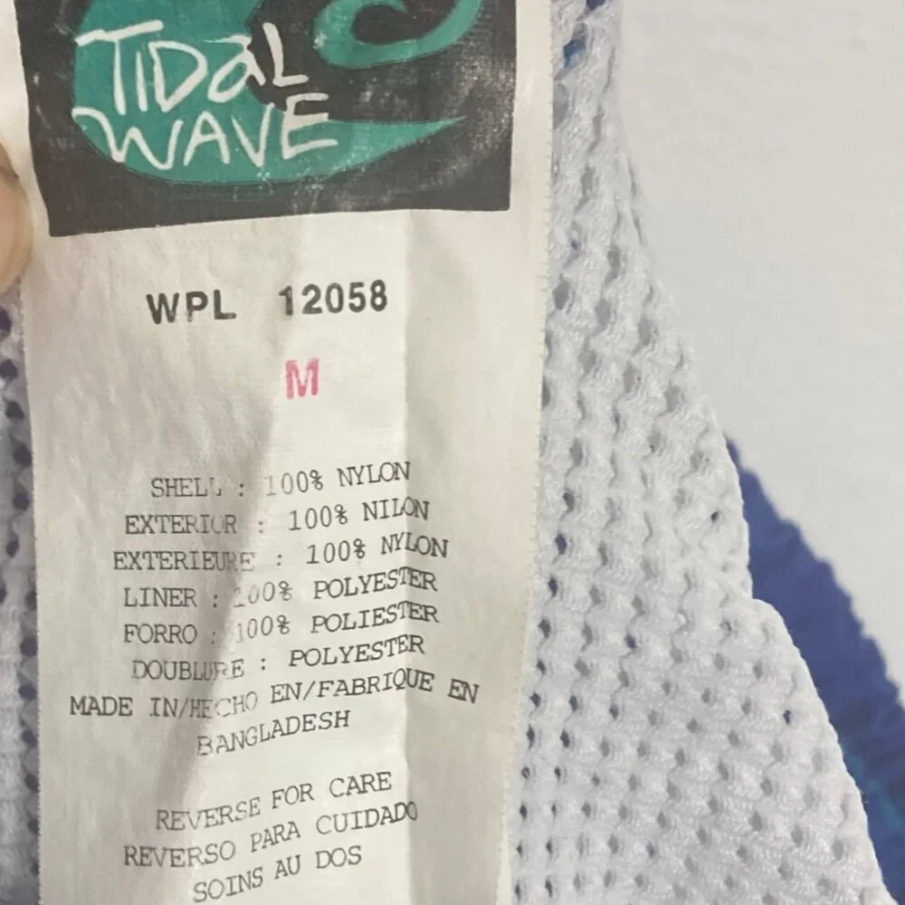 Vintage Tidal Wave Baggy Swim Trunks Mens Medium Blue Purple Mesh Liner Shorts